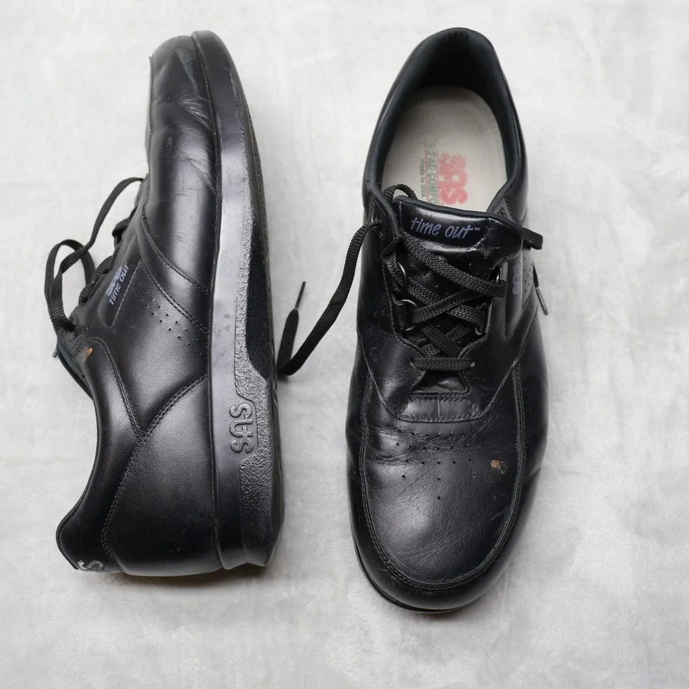 SAS Time Out Mens 14.5 Walking Shoes Black Leather Lace Up Comfort F6957693 USA